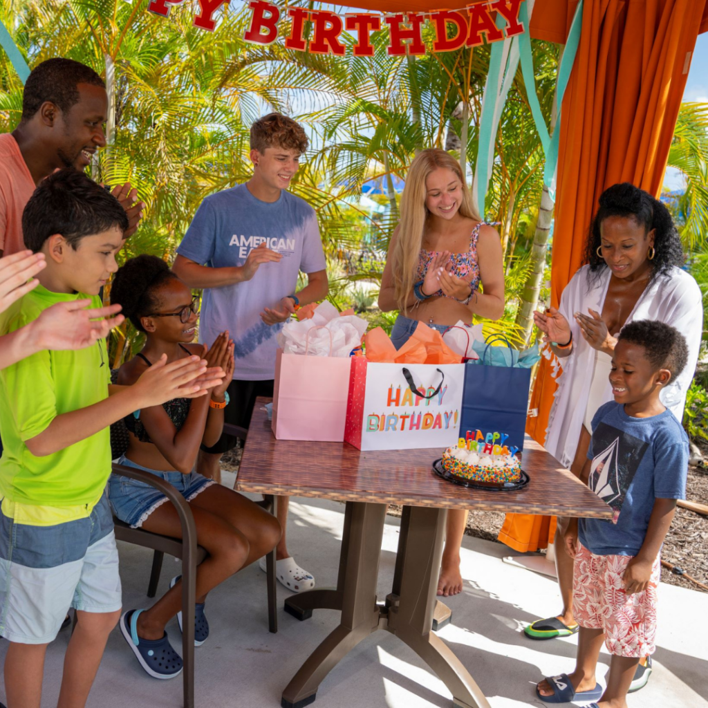 a child having a birthday party at island h20