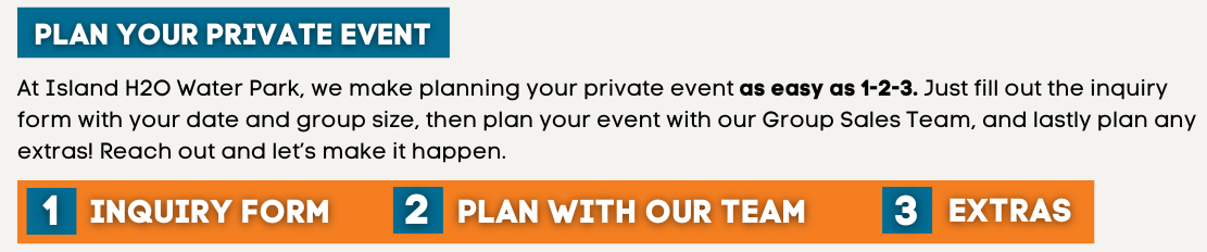 Private Events at Island H2O Water Park 2 1 Private Events at Island H2O Water Park 2 1